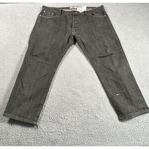 Levi's 501 Jeans Mens 38x32 Gray Black Straight Leg Button Fly Distressed Denim